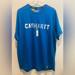 New Carhartt Force Relaxed Fit Short Sleeve Graphic TShirt- Blue- Size L- NWT